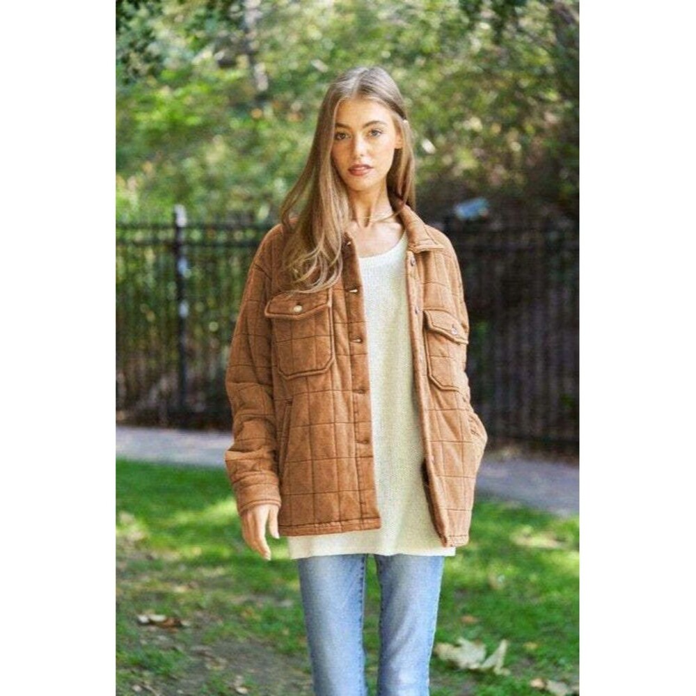NFS Davi & Dani Mineral Wash Quilted Pockets Shacket